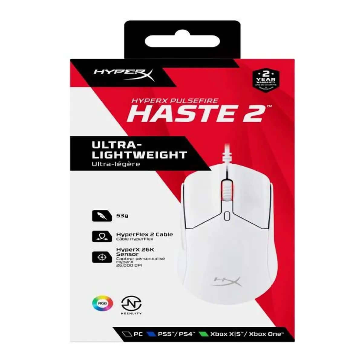 HyperX Pulsefire Haste 2 WGaming Mouse (White)