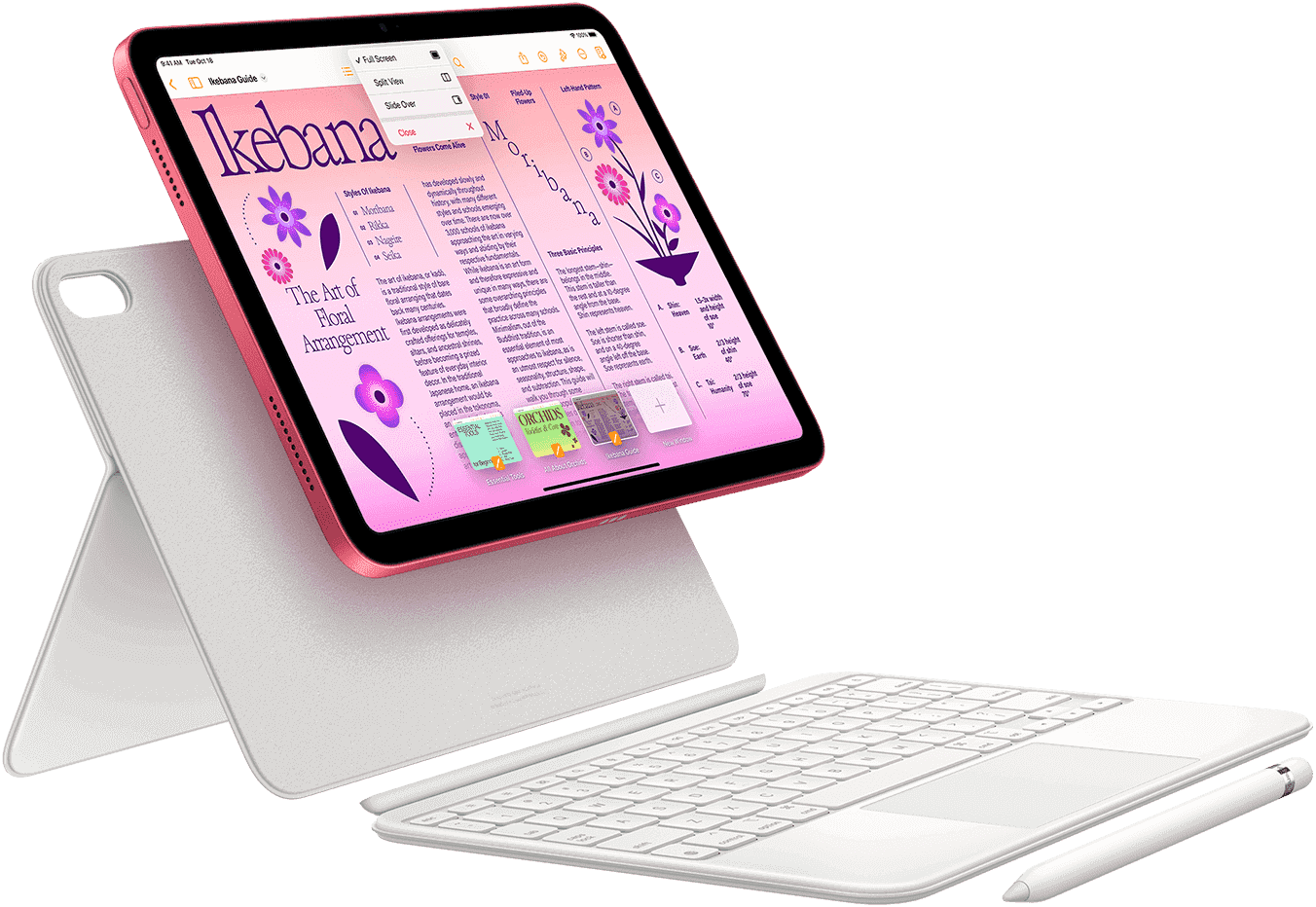 iPad, клавіатура Magic Keyboard Folio та Apple Pencil.