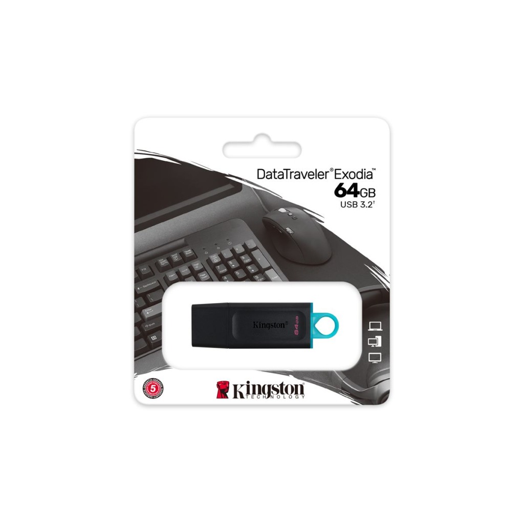 Kingston 64GB USB3.2 Gen 1 DataTraveler Exodia Black + Teal EAN: 740617309829