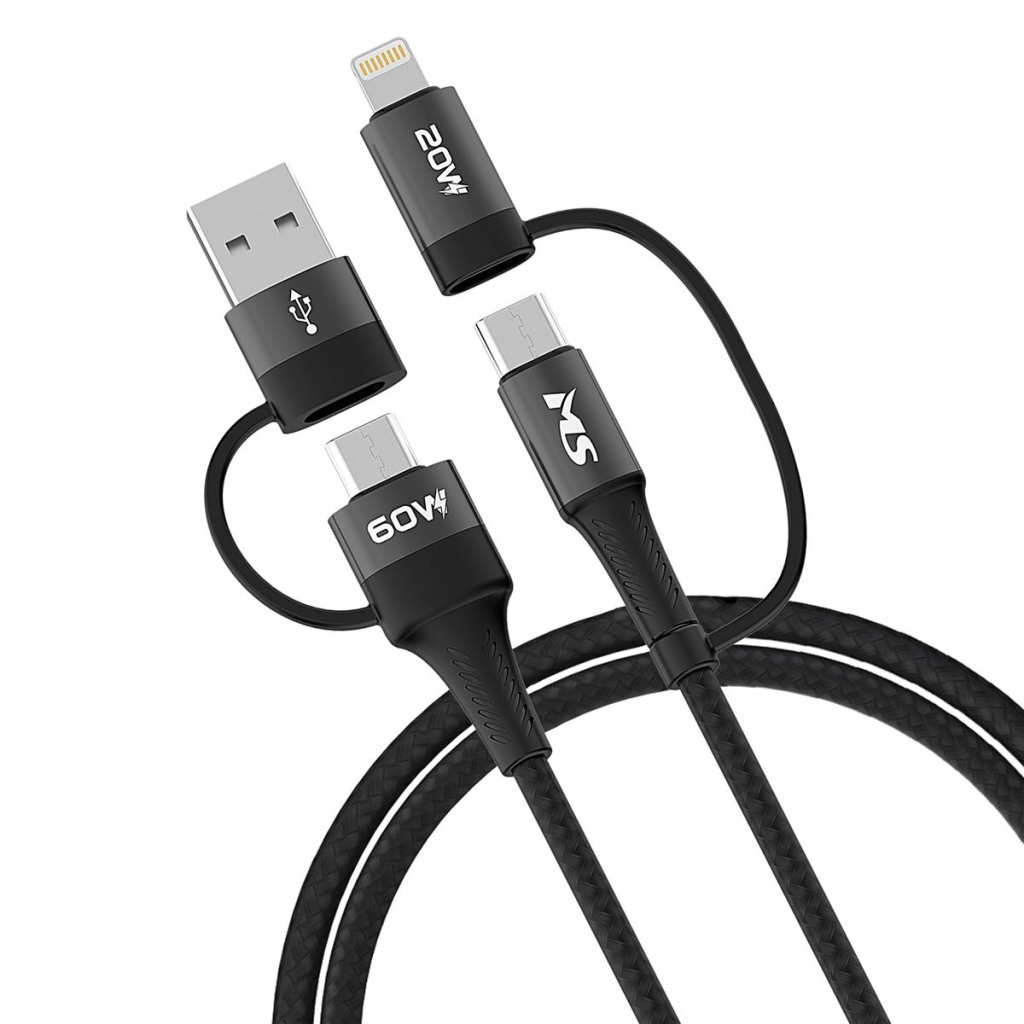 MS CABLE USB-A/C ->Type C/Lightning, 4-1, PD, 1m, MS, crni - Image 2