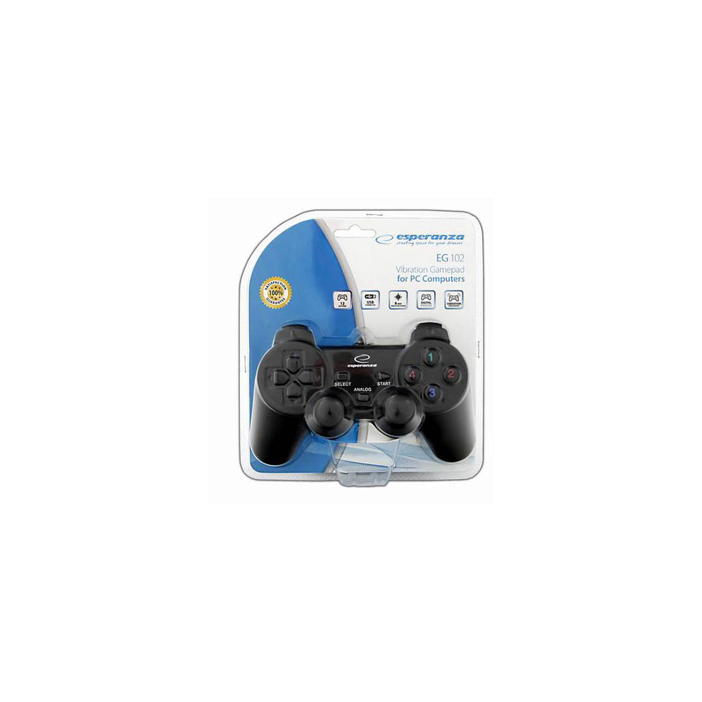 Game Pad ESPERANZA WARRIOR, vibration, PC, USB, black, EG102