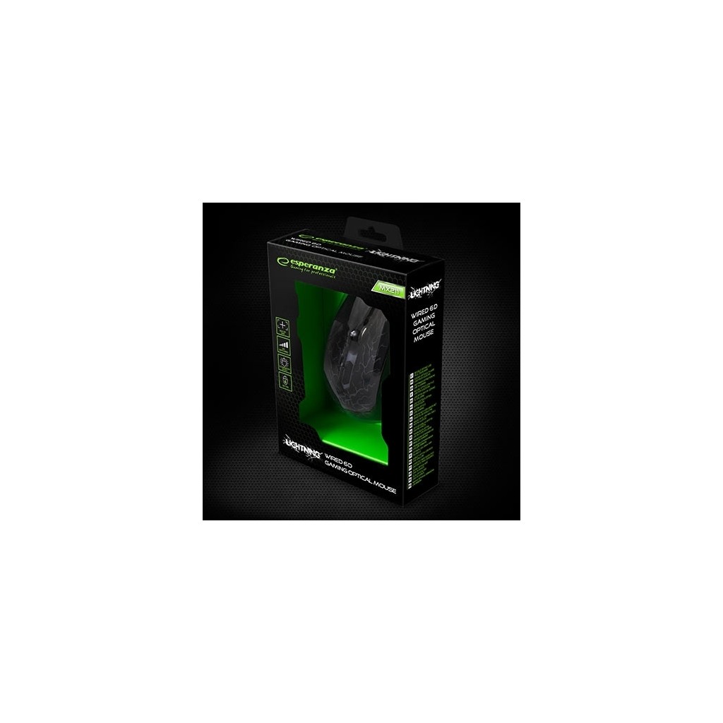 Miš ESPERANZA GAMING LIGHTNING 6D MX211, 2400dpi, ergonomic, EGM211R