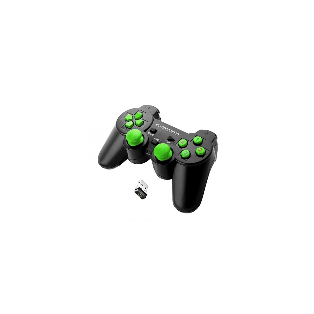 Game Pad ESPERANZA GLADIATOR, vibration, PS3/PC, wireless, black/green, EGG108G