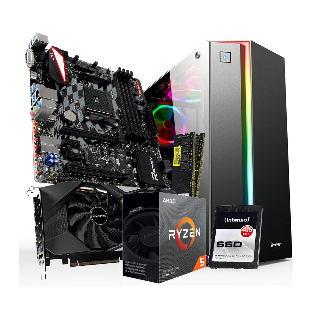 GNC GAMER T-REX RYZEN 5 3600 4.2GHz, MB  X470GTQ, 16 GB 2666MHz, SSD 480GB, GeForce RTX™ 2060 WINDFORCE OC 12G, 500W,METROPOLIS PRO gaming kućište, R