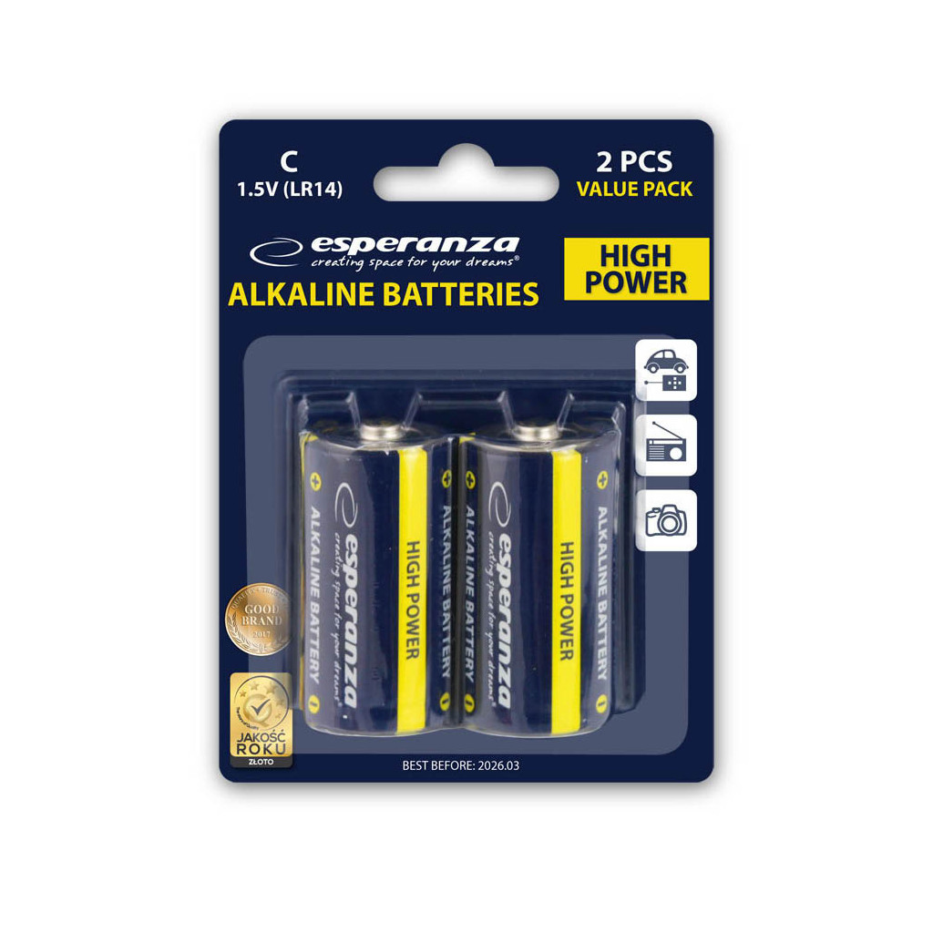 Baterije ESPERANZA ALKALINE BATTERIES C LR14 2 kom. EZB107