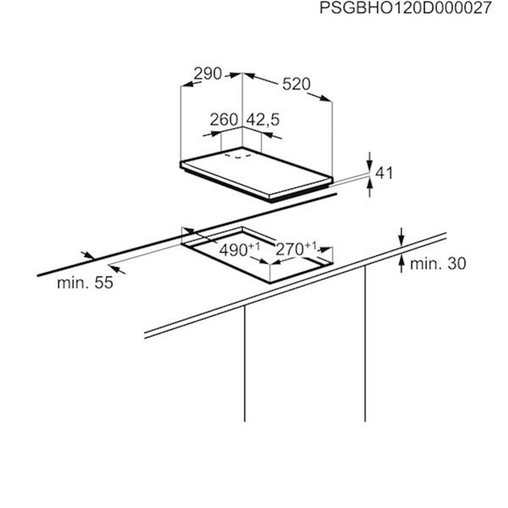 Kuhinjska ploča Electrolux EGC3322NVK  staklo/plin 30 cm