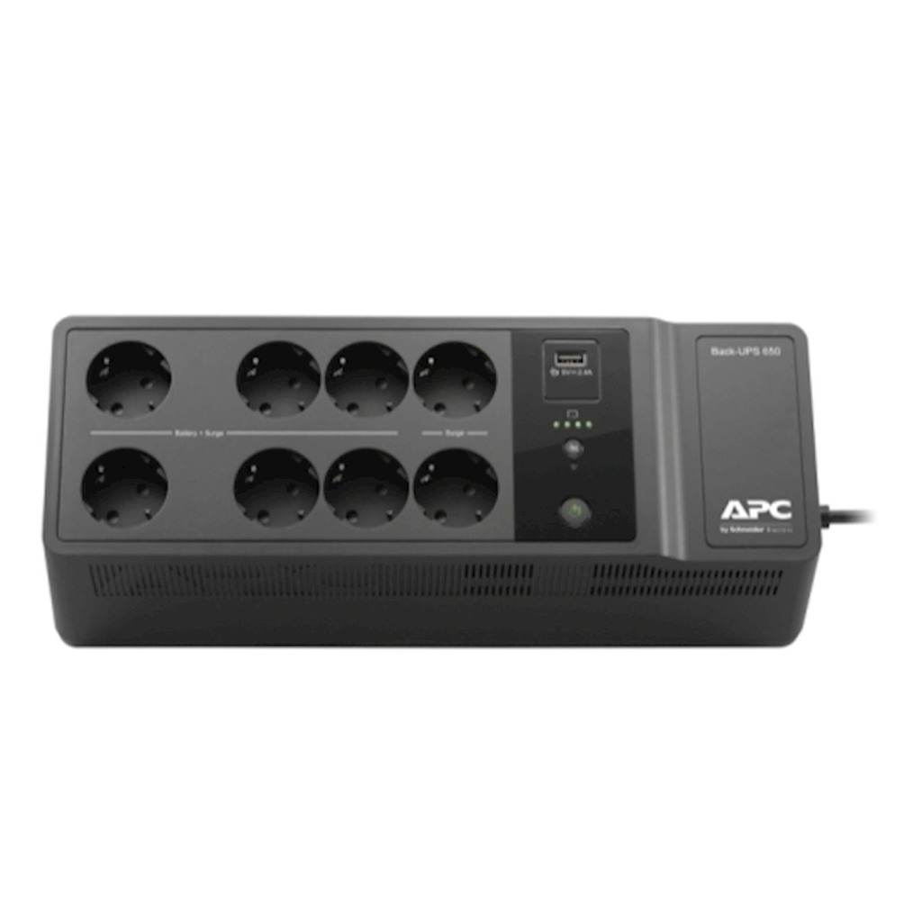 Back-UPS APC 650VA, 230V, 1 USB priključak za punjenje, 8 Schuko CEE7/7 utičnica (2 prenapona)