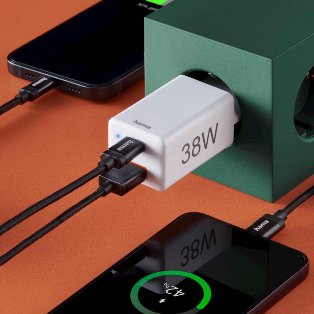 Punjač HAMA glava, USB-C+A, QC 3.0, 38W