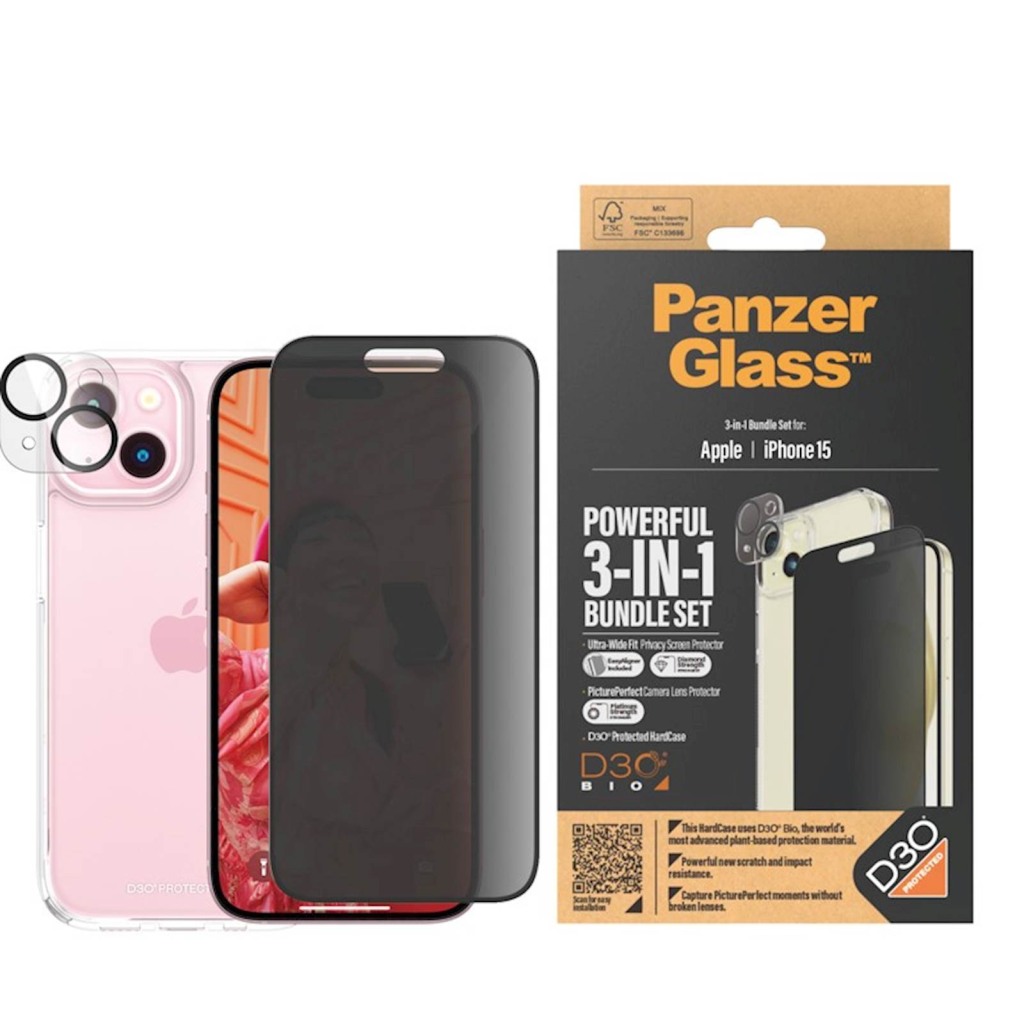 Bundle PanzerGlass iPhone 15 Privacy