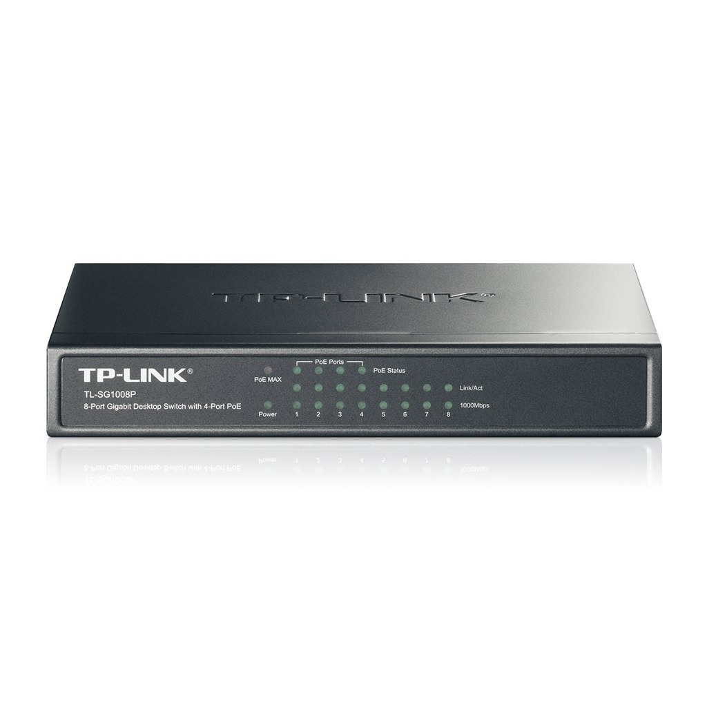 TP-Link TL-SG1008P 8-Port Gigabit Desktop Switch with 4-Port PoE+ 64W PoE Power supply Supports PoE