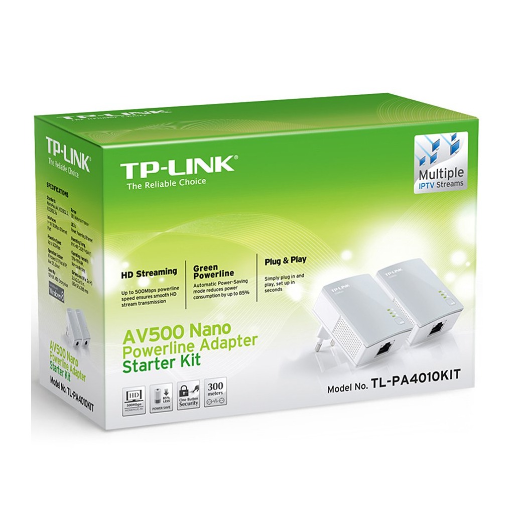 AV600 Powerline Starter Kit Qualcomm 1 Fast Port600Mbps PowerlineUltra Compact Size HomePlug AV Green Powerline - Image 2