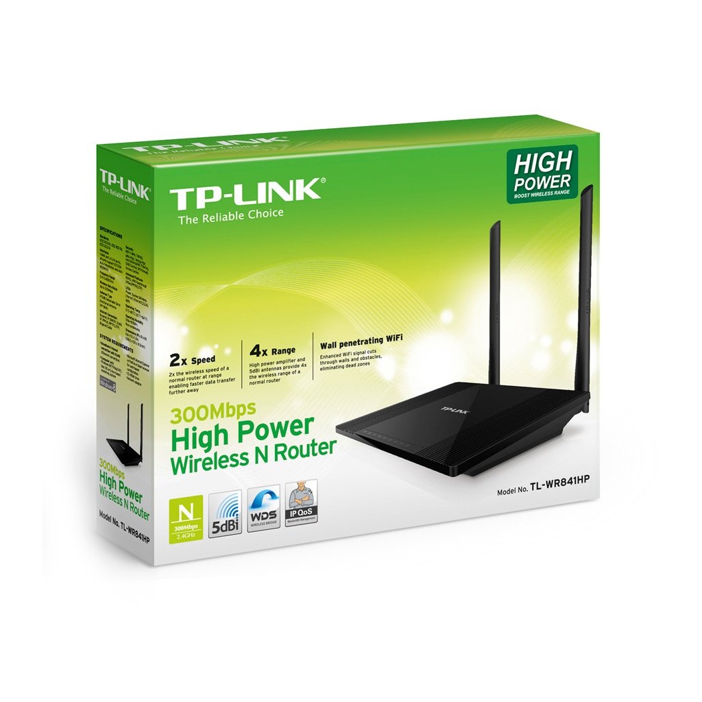 TP-Link N300 High Power Wi-Fi Router  Qualcomm Indoor 1000mw 2T2R 300Mbps at 2.4GHz 802.11b/g/n 5