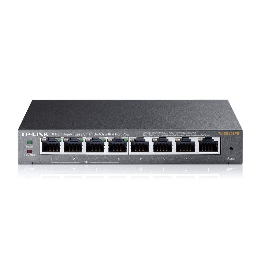 TP-Link TL-SG108PE 8-Port Gigabit Desktop PoE+ Easy Smart Switch 8 Gigabit RJ45 ports including 4