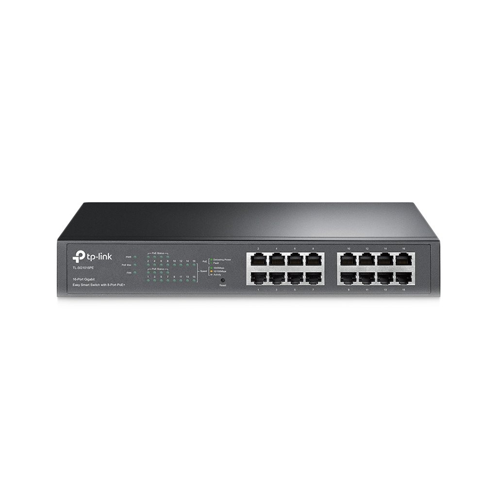 TP-Link TL-SG1016PE 16-Port Gigabit Desktop/Rackmount PoE+ Easy Smart Switch 16 Gigabit RJ45 ports including 8