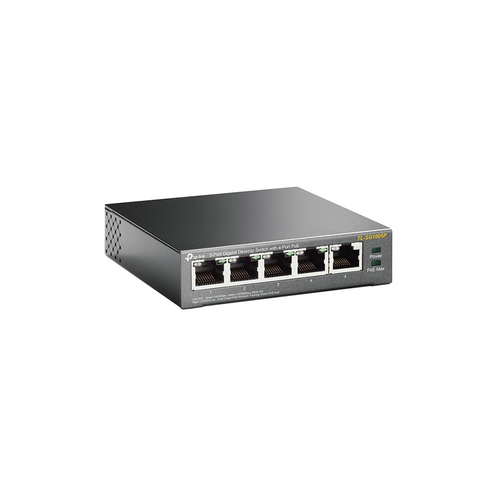 TP-Link TL-SG1005P 5-Port Gigabit Unmanaged Switch with 4-Port PoE+ 802.3af/at PoE+ 65W PoE Power supply