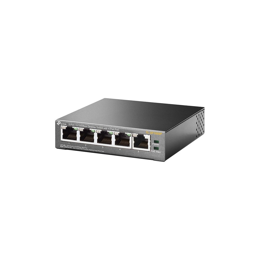 TP-Link TL-SF1005P 5-Port 10/100Mbps Desktop Switch with 4-Port PoE+ 5 x 10/100Mbps RJ45 ports including