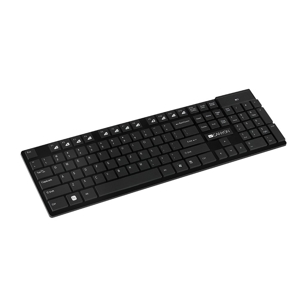 CANYON 2.4GHZ wireless keyboard 104 keys slim design chocolate key caps AD layout black 425*130*235mm