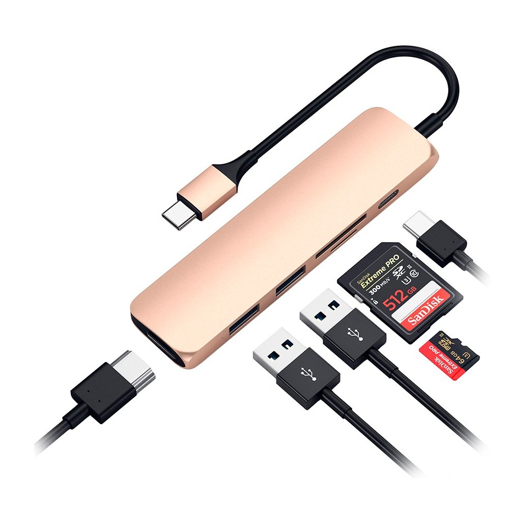 Satechi Type-C Slim Multimedia Adapter V2 - Gold