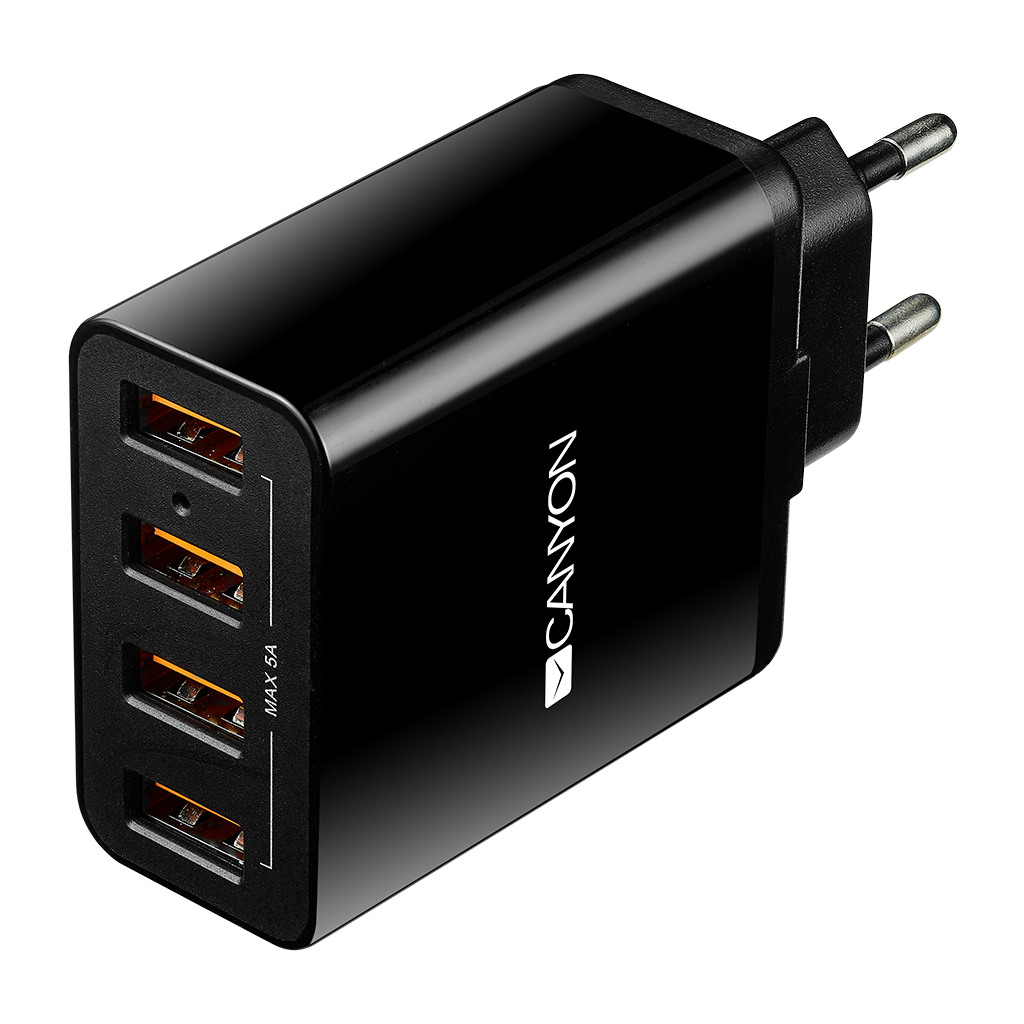 CANYON H-06 Universal 4xUSB AC charger in wall with over-voltage protection Input 100V-240V Output 5V-5A