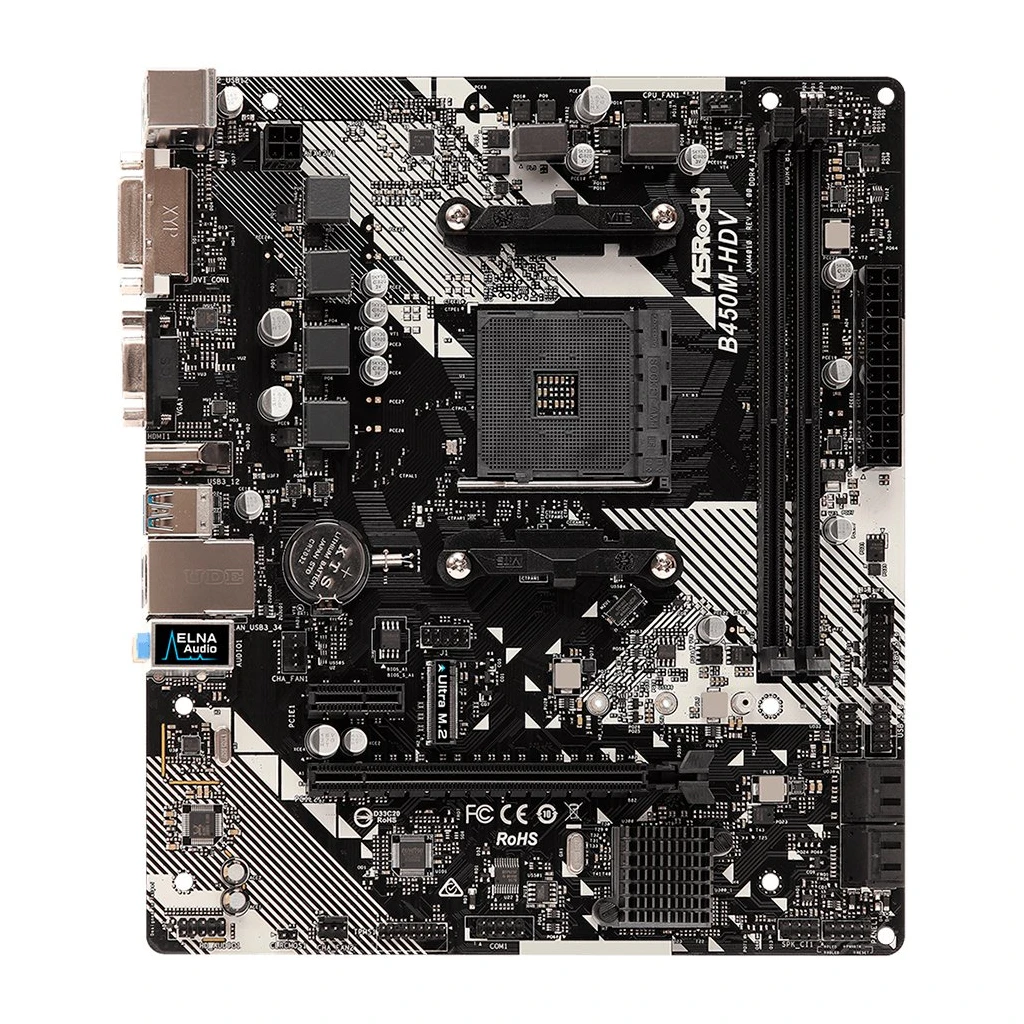 ASROCK Main Board Desktop B450M-HDV R4.0 SAM42xDDR41xPCI 3.0x161xPCI Ex1SATA III1xM.21xUlraM.2USB3.0GLAN VGADVIHDMI mATX Retail