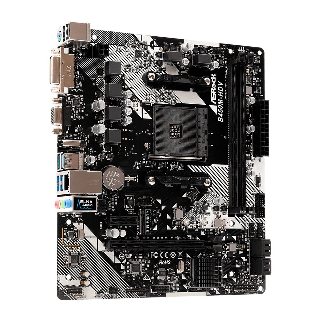 ASROCK Main Board Desktop B450M-HDV R4.0 SAM42xDDR41xPCI 3.0x161xPCI Ex1SATA III1xM.21xUlraM.2USB3.0GLAN VGADVIHDMI mATX Retail