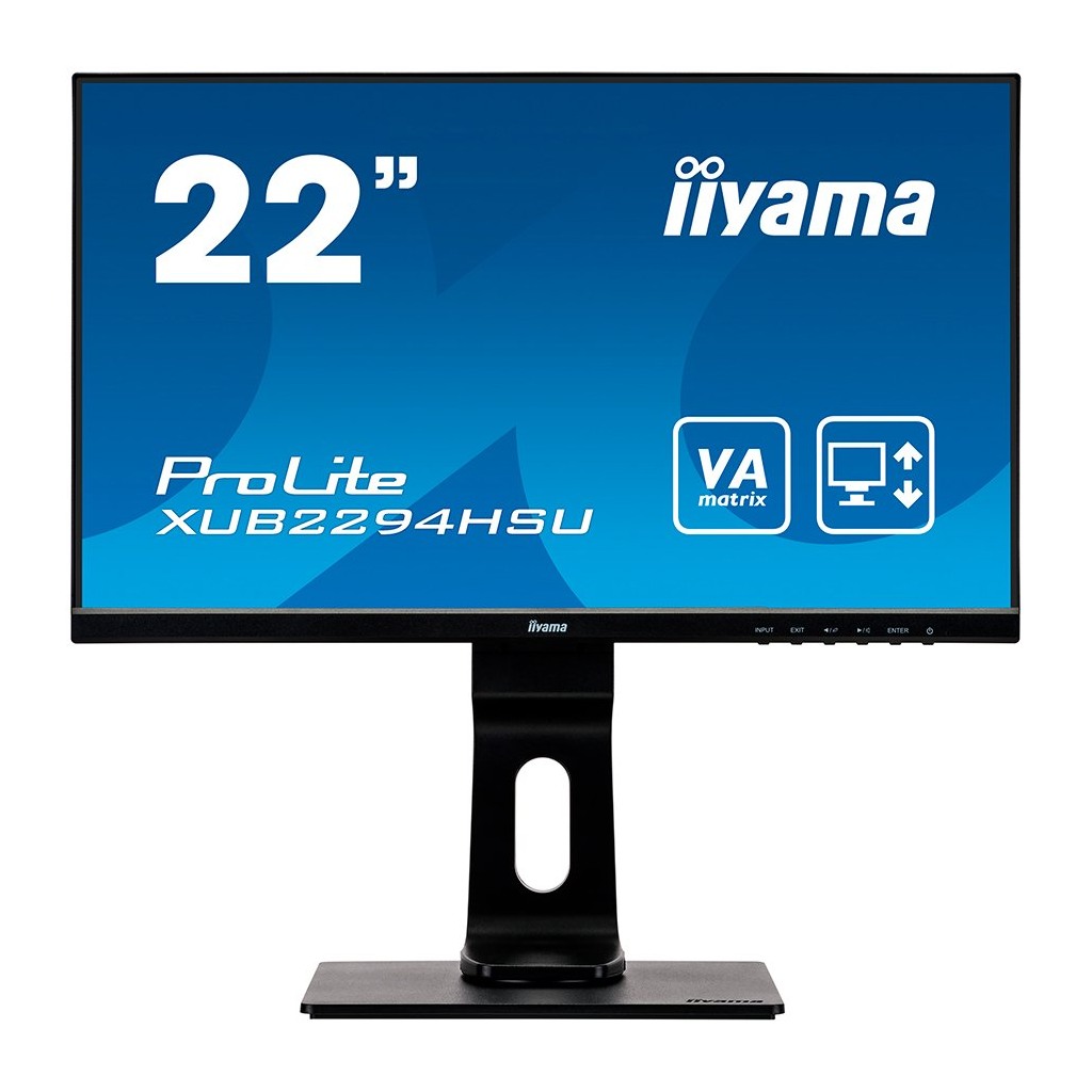 IIYAMA ProLite XUB2294HSU-B1 Triple input configuration VGA HDMI DisplayPort and a USB hub  Pivot