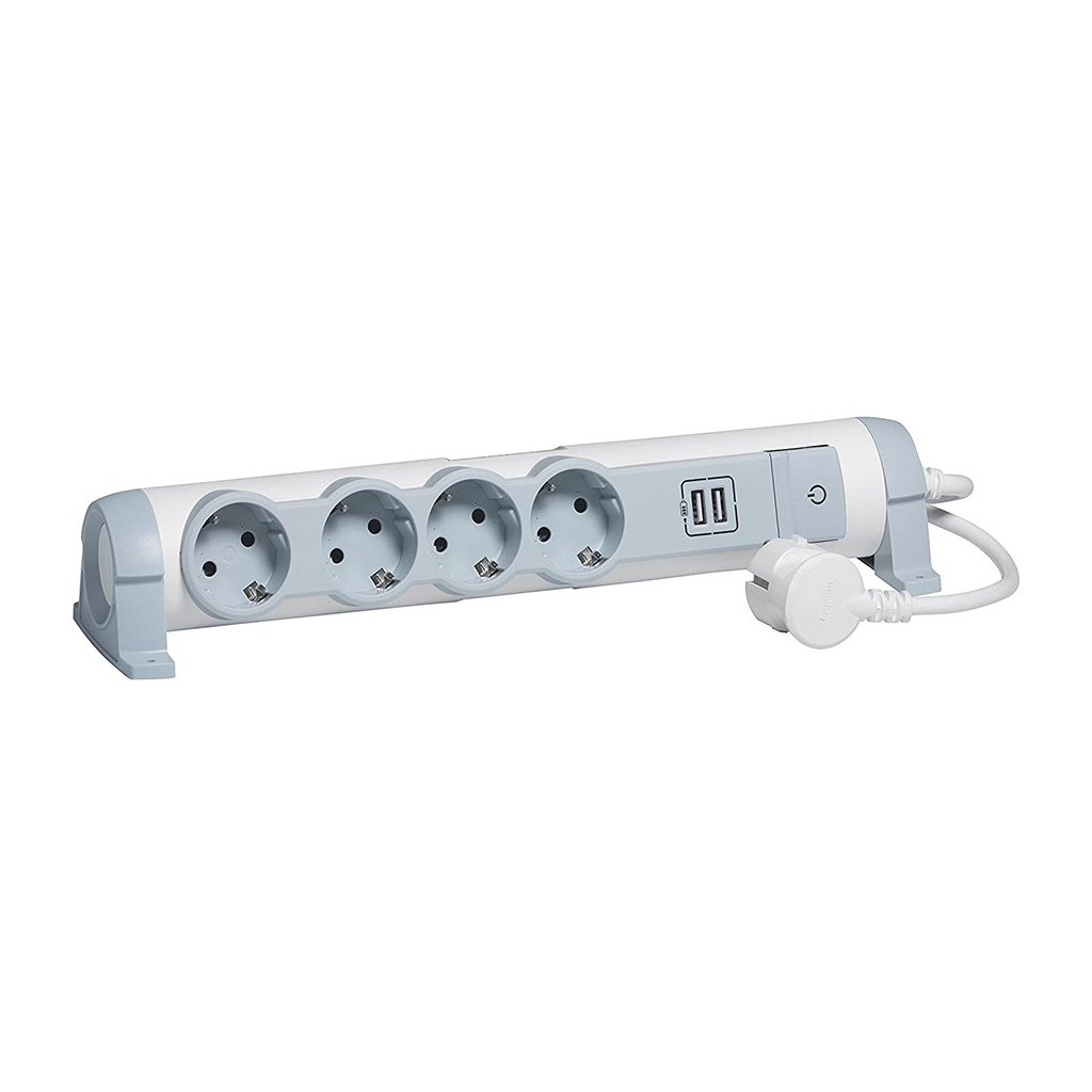 Multi-outlet extension with USB chargers 2.4 A -  4x2P+E - 1.5 m cord -