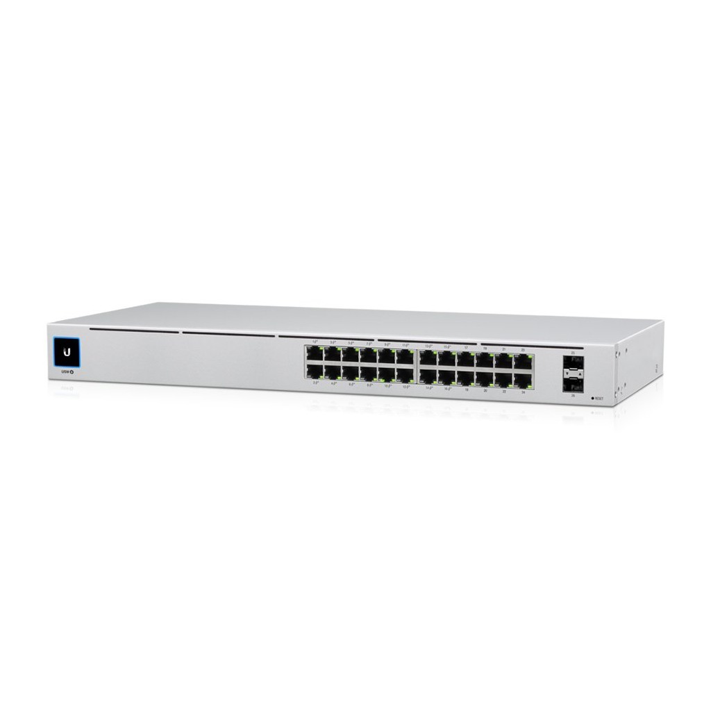 Ubiquiti USW-24-POE Gigabit Layer 2 switch with twenty-four Gigabit Ethernet ports including sixteen auto-sensing 802.3at