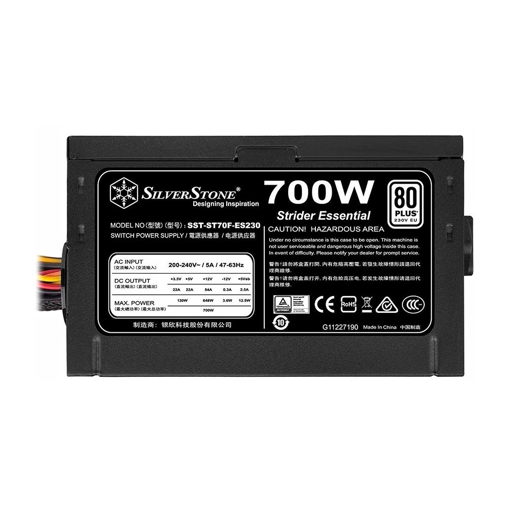 SilverStone Strider Essential Series 700W 80 Plus 230V EU ATX PC Power Supply Low Noise - Image 2