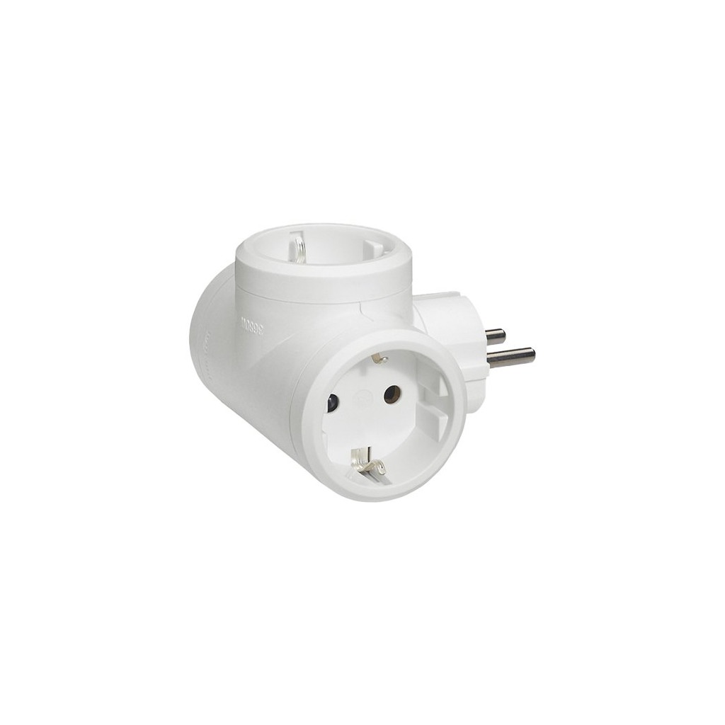 Legrand 2P+E multi-socket plug - German standard - 3 side outlets - white - cardboard