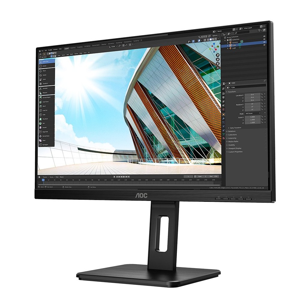 AOC 27P2C - 27 Inch FHD Monitor, 75Hz, 4ms, IPS, USB-C Dock, Height Adjust, USB Hub, Speakers, KVM (1920x1080 @ 75Hz 250cd/m², HDMI//DP/USB-C/USB 3.2)