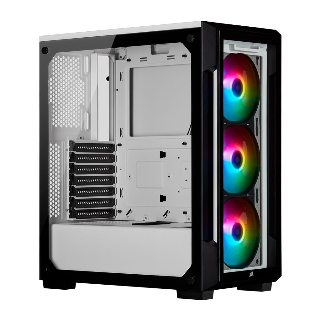 CORSAIR iCUE 220T RGB Tempered Glass Mid-Tower Smart Case — White