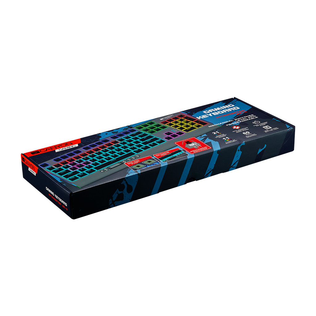 CANYON Interceptor GK-8 RGB – Žičana Gaming Tastatura, EN Layout, RGB Osvjetljenje, Tamno Siva - Image 4