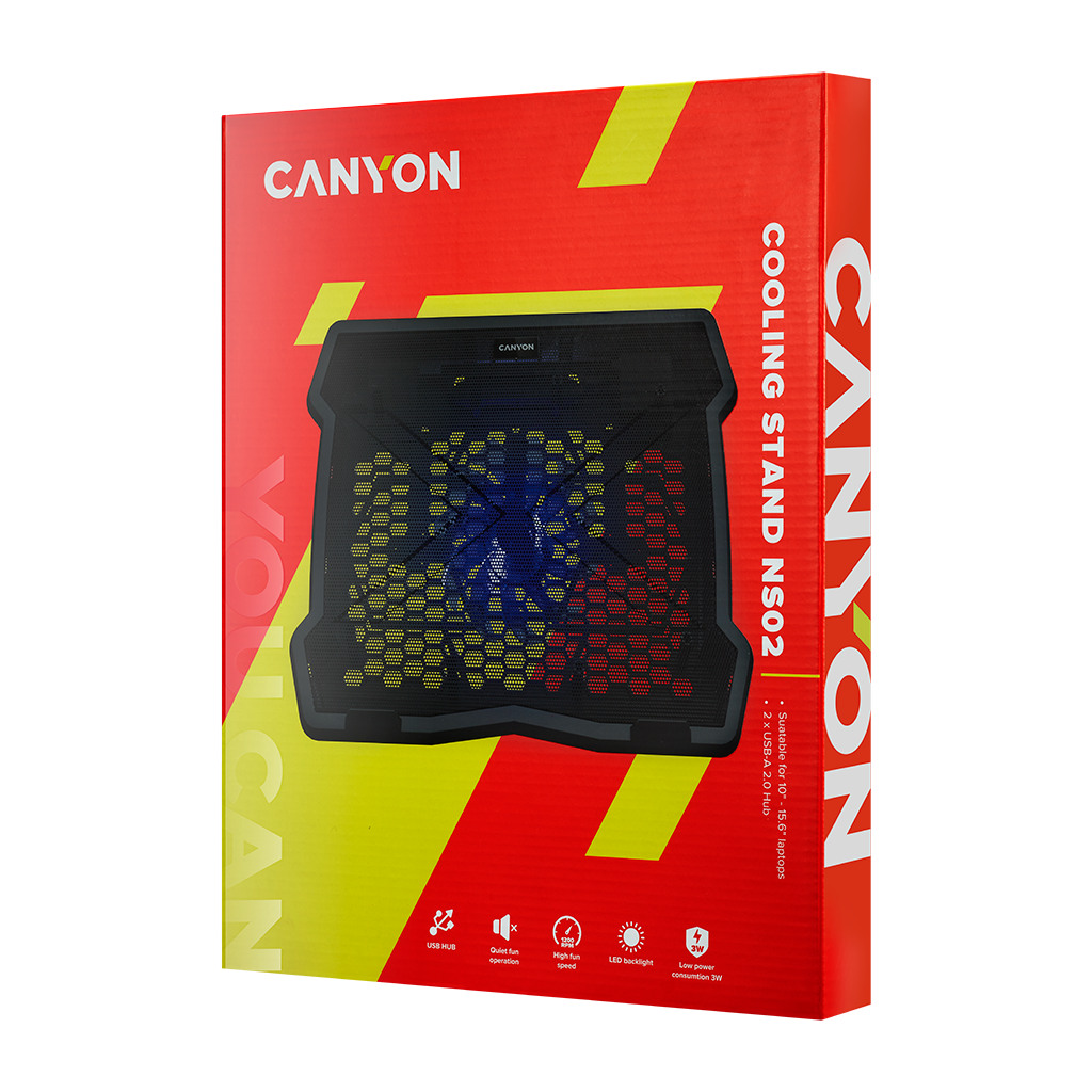 CANYON NS02 Cooling stand single fan with 2x2.0 USB hub support up to 10”-15.6” laptop - Image 4