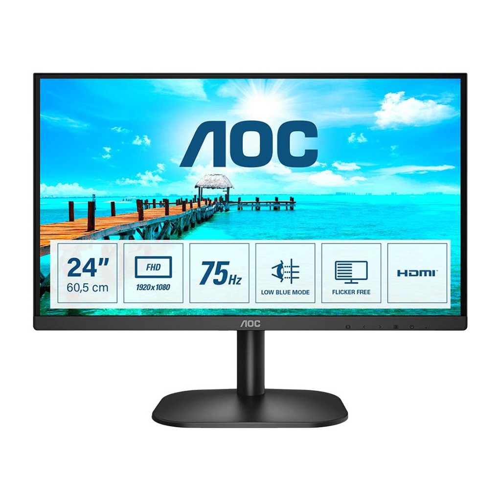 AOC Monitor LED 24B2XHM2 VA 75Hz 23.8“ 16:9 1920x1080 VA 75Hz 250 cd/m² 3000:1 20M:1