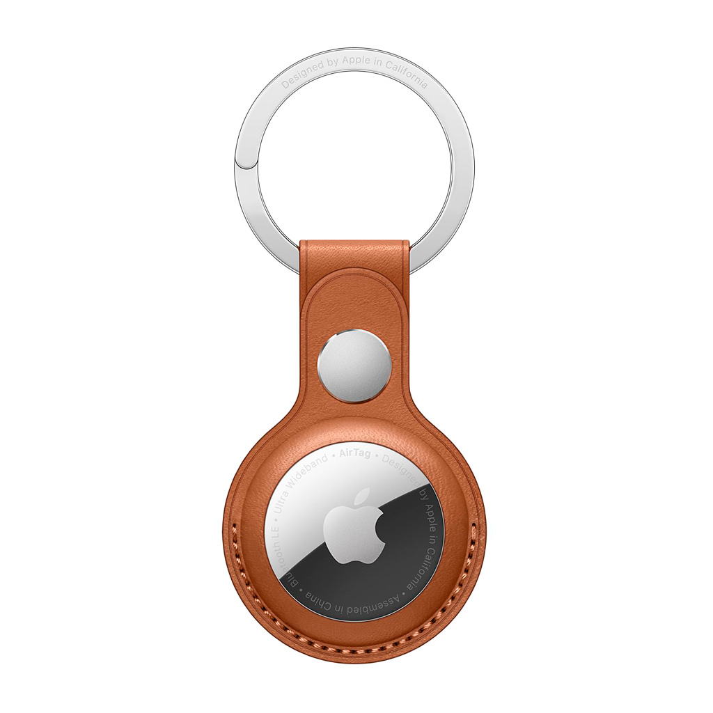 AirTag Leather Key Ring - Saddle Brown