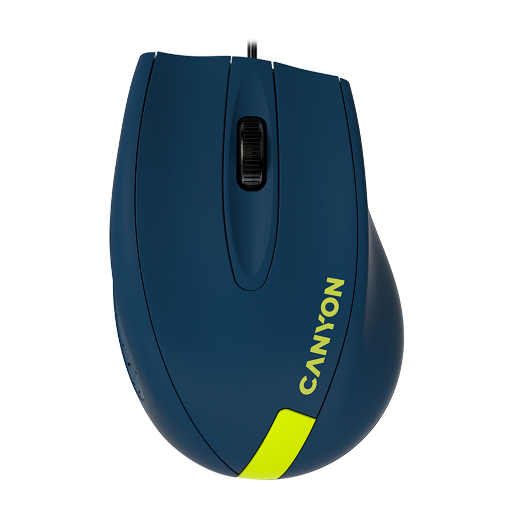 CANYON Wired Optical Mouse with 3 keys DPI 1000 With 1.5M USB cableBlue-Yellowsize 68*110*38mmweight:0.072kg