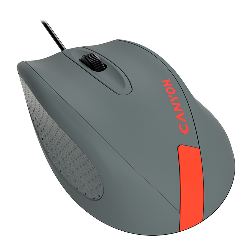 CANYON Wired Optical Mouse with 3 keys DPI 1000 With 1.5M USB cableGray-Redsize 68*110*38mmweight:0.072kg - Image 2