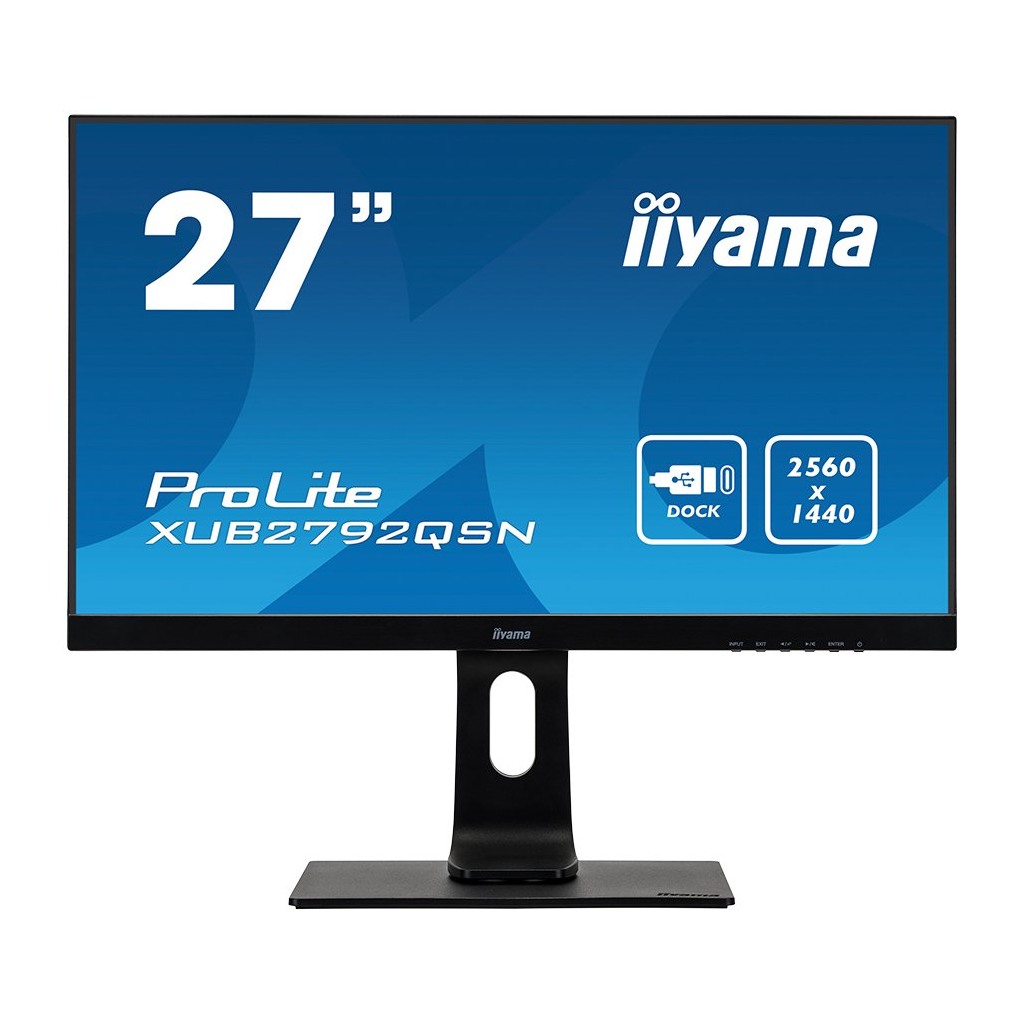 IIYAMA Monitor 27" ETE IPS-panel 2560x1440 USB-C Dock 65W LAN DP-OUT USB3.0x2 13cm Height Adj.