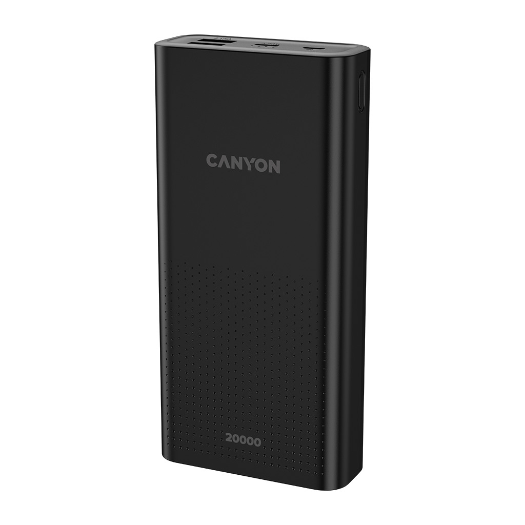 CANYON PB-2001 Power bank 20000mAh Li-poly battery Input 5V/2A  Output 5V/2.1AMax 144*69*28.5mm 0.440Kg Black