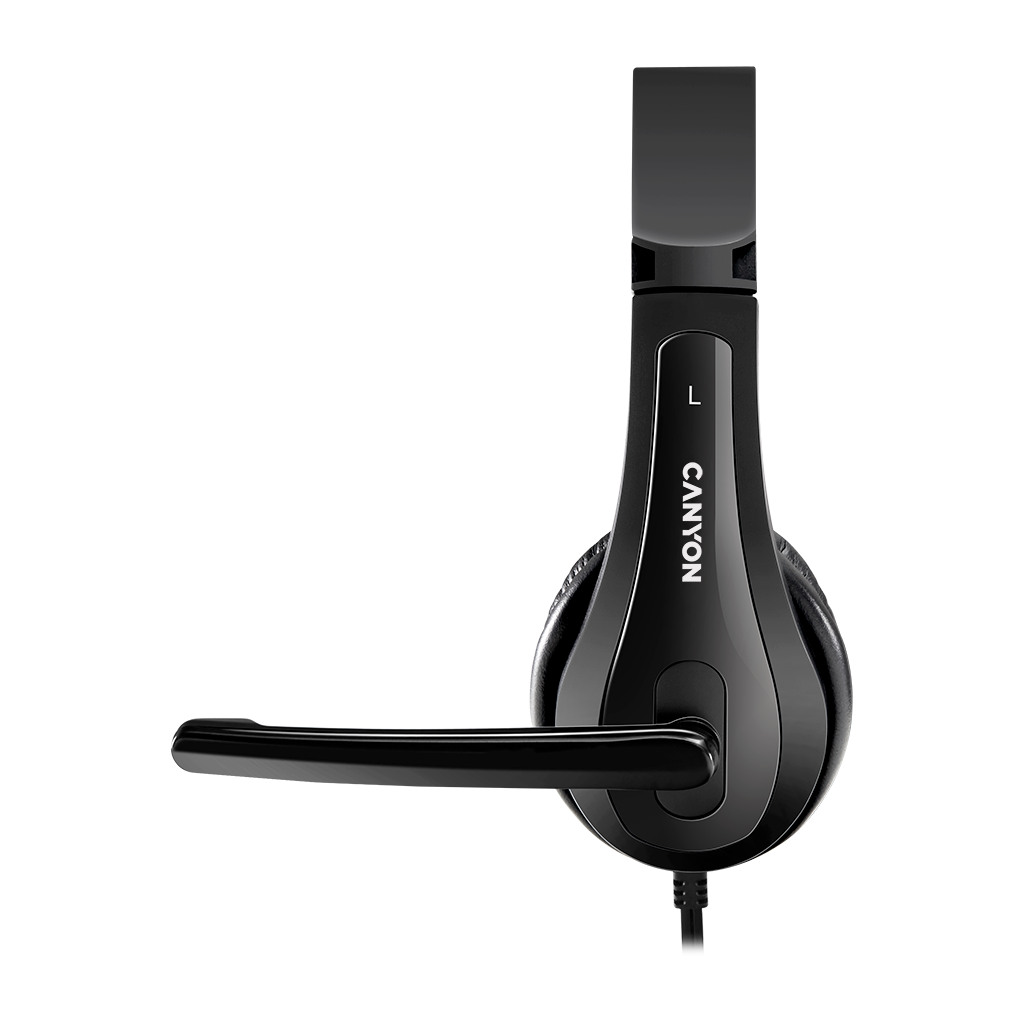 CANYON CHSU-1 basic PC headset with microphone USB plug leather pads Flat cable length 2.0m - Image 3