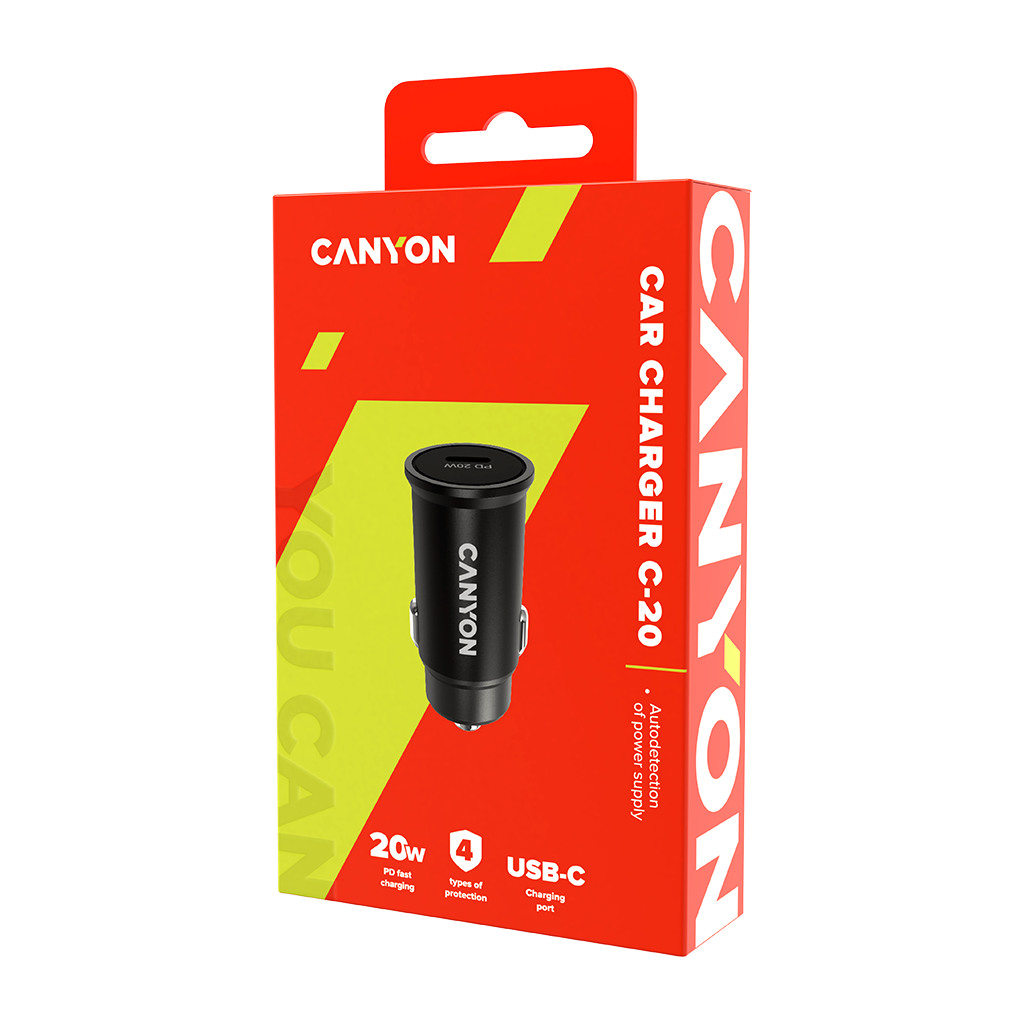 Canyon PD 20W Pocket size car charger input: DC12V-24V output: PD20W support iPhone12 PD fast