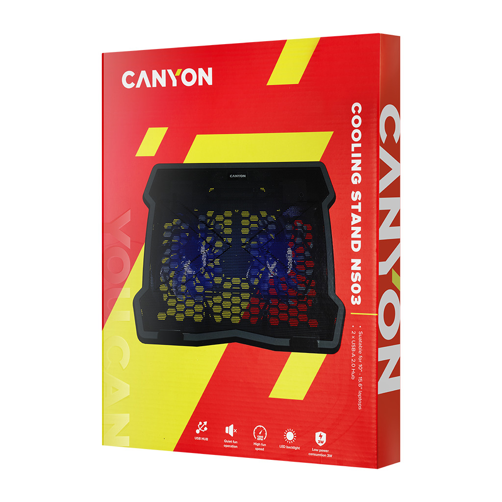 CANYON NS03 Cooling stand dual-fan with 2x2.0 USB hub support up to 10”-15.6” laptop ABS - Image 4