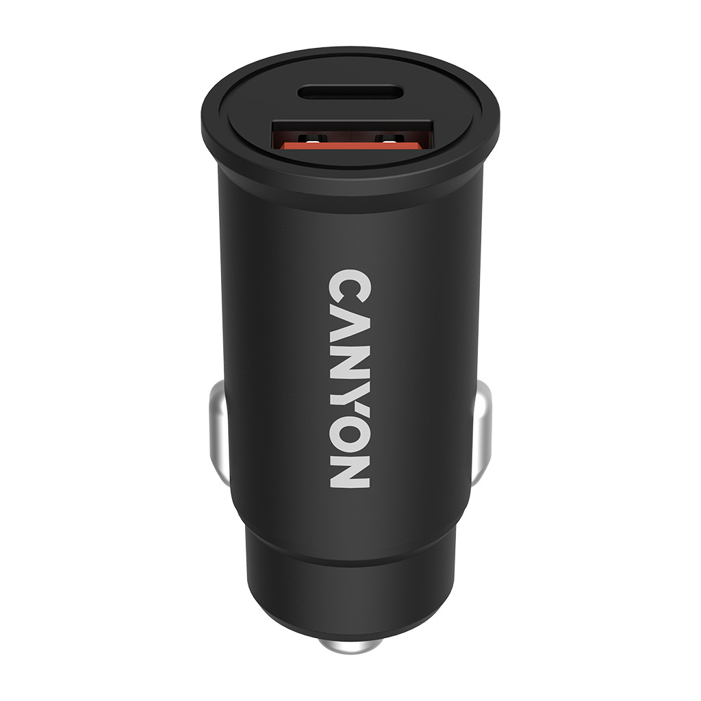 Canyon PD 30W/QC3.0 18W Pocket size car charger  with 1-USB A+ 1-USB-C Input: DC12V-24V