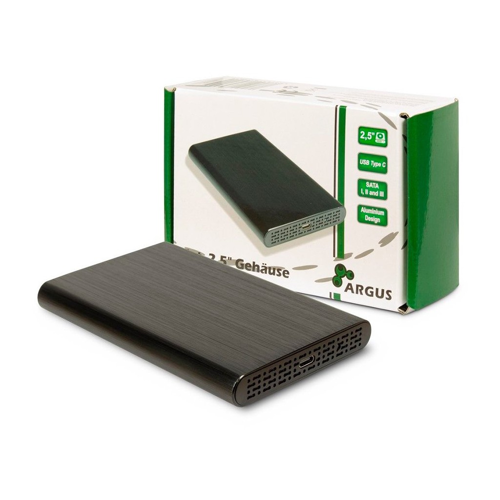 Inter-Tech HDD/SSD 2.5” case USB 3.1 Gen2 Type-C up to 10Gbit/s transfer aluminium casing Retail