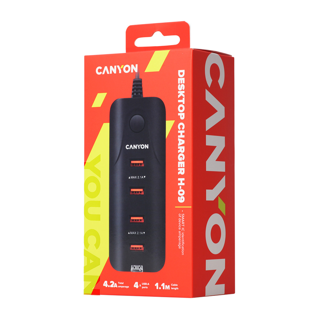 CANYON H-09 Universal 4xUSB AC charger in wall with over-voltage protection Input 100V-240V Output 5V-4.2A - Image 3