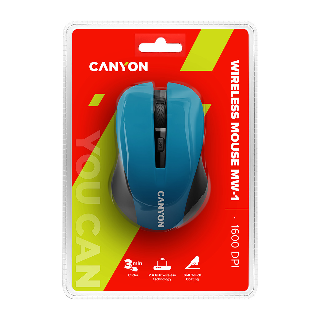 CANYON MW-1 2.4GHz wireless optical mouse with 4 buttons DPI 800/1200/1600 Blue 103.5*69.5*35mm 0.06kg - Image 3