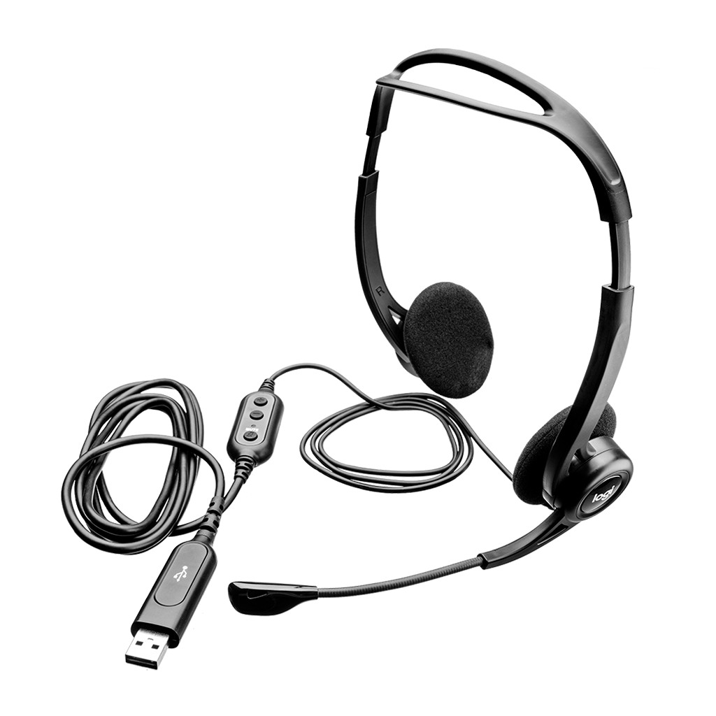 LOGITECH PC960 Corded Stereo Headset BLACK - USB - Image 2