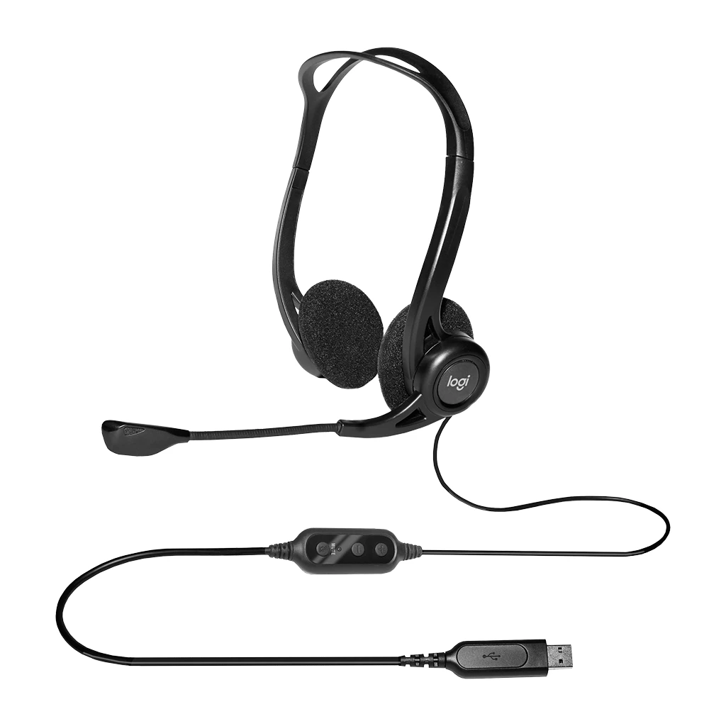 LOGITECH PC960 Corded Stereo Headset BLACK - USB - Image 3