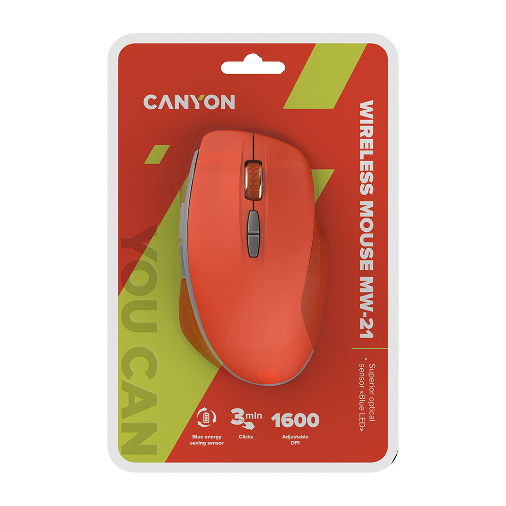 CANYON MW-21 2.4 GHz  Wireless mouse with 7 buttons DPI 800/1200/1600 Battery:AAA*2pcs  Red - Image 4